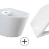 Vesta wandcloset rimless met bidetkraan warm koud water met Shade slim toiletzitting mat wit - Afbeelding 2