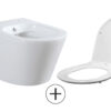 Vesta wandcloset rimless met bidetkraan warm koud water met Flatline toiletzitting glans wit - Afbeelding 2